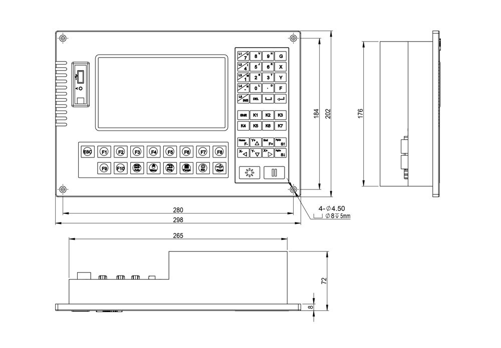 CC-S4C/D/E Cutting Numerical Controller assembly dimension diagram