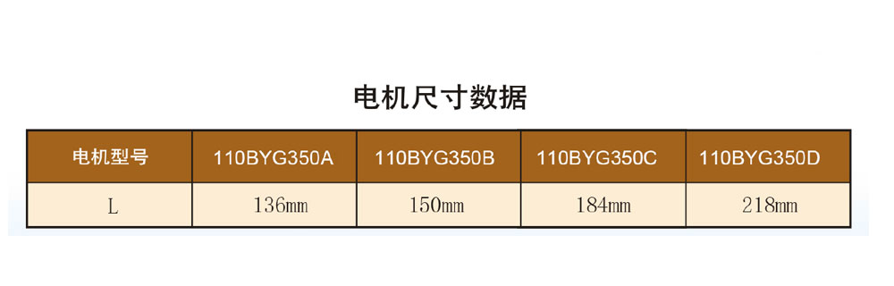 110BYG250 Series electric motor size diagram